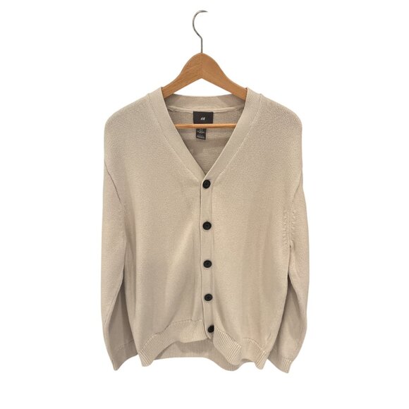 Grandpa core H&M Beige Button-Up Cardigan Sweater  Medium  V-Neck - Picture 1 of 5
